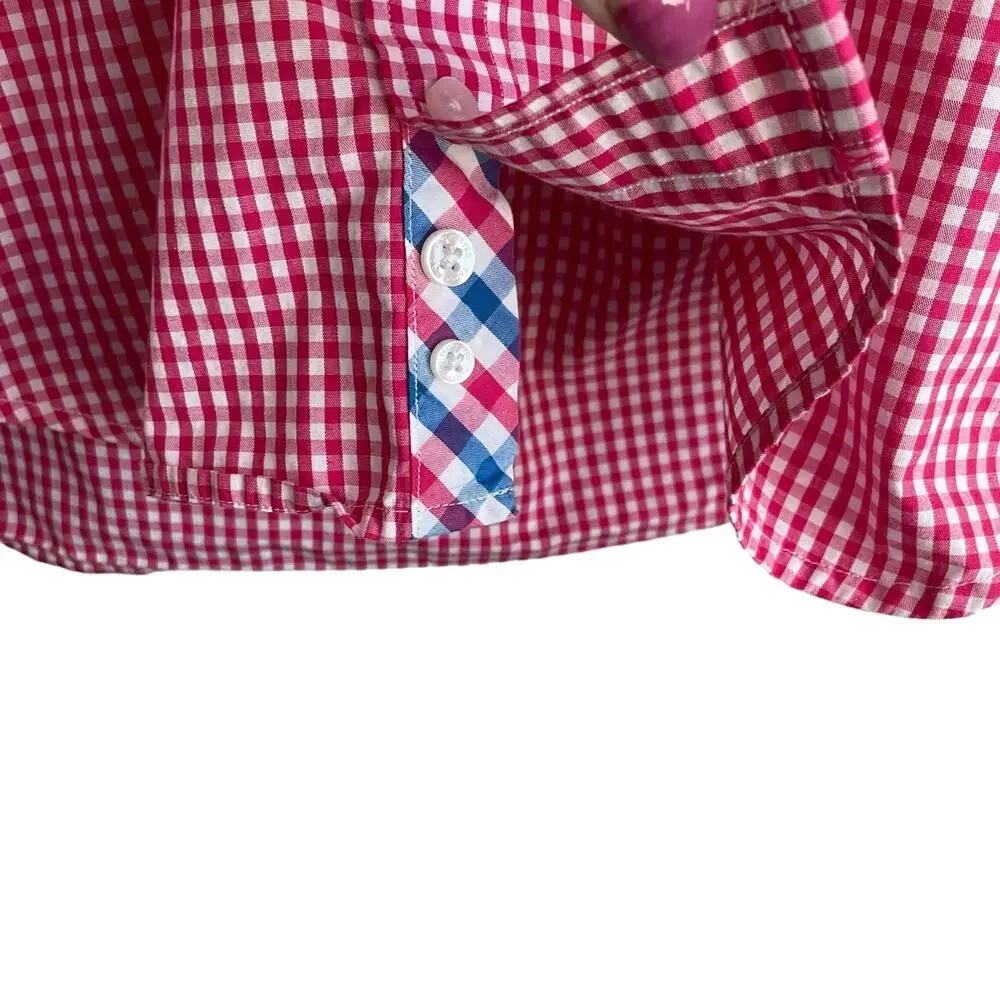 TailorByrd Mens Shirt M Pink Checked Button Up‎ Preppy Contrast Office Travel - Picture 4 of 11